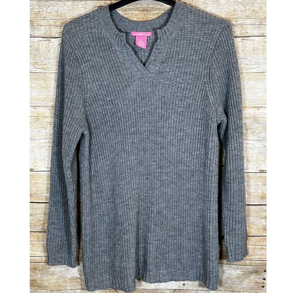 WOMEN WITHIN HEATHER GRAY CASUAL NOTCH NECK LOOSE KNIT SWEATER TUNIC SIZE 1X